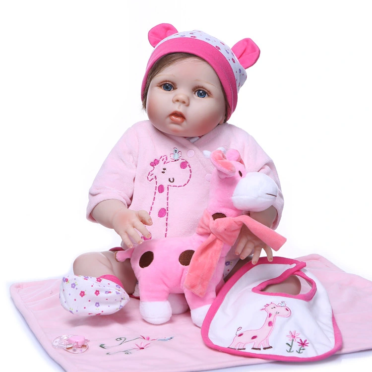 Reborn Baby Dolls Silicone Full Body 22 Inch Girl Doll Lifelike Realistic Bath Toy Birthday Gift Set