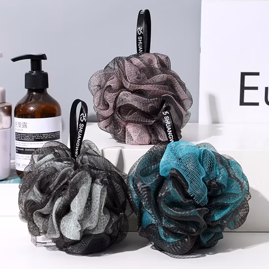 High Quality Dark Color 60g PE Bath Sponge Ball for Men