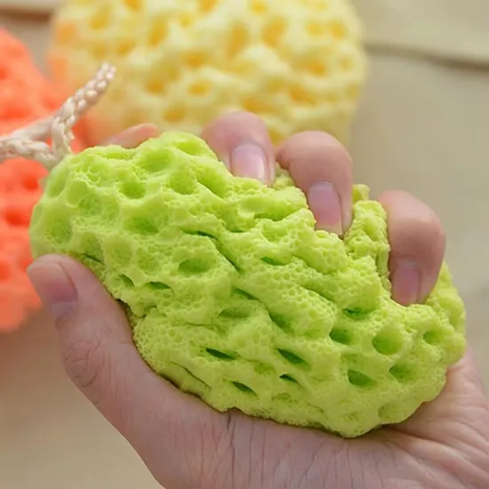 Cheese Bath Ball Soft Foaming Body Cleanser Honeycomb Sponge Facial Cleansing Artifact 