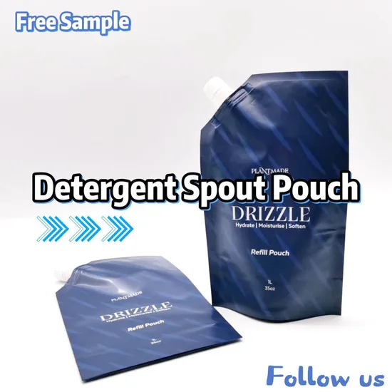Stand up Doypack Hand Wash Shampoo Refill Pouch with Handle 1liter Liquid Soap Laundry Detergent Packaging Spout Pouch Bag 
