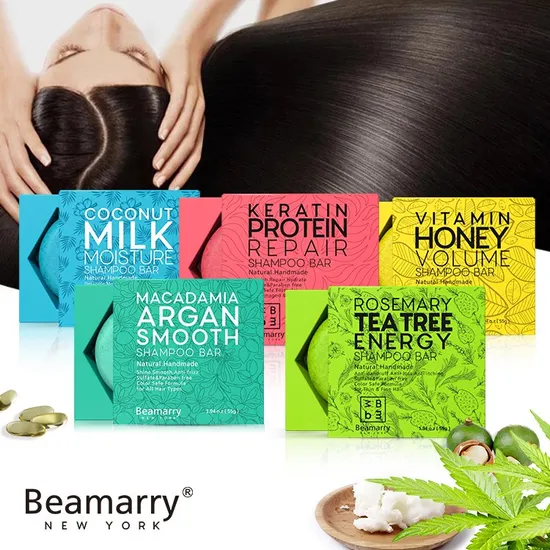 Hot Sale Private Label Handmade Vegan Tin Box Gift Set Hair Soap Natural Bubble Pure Organic Solid Shampoo Bar for Hair 