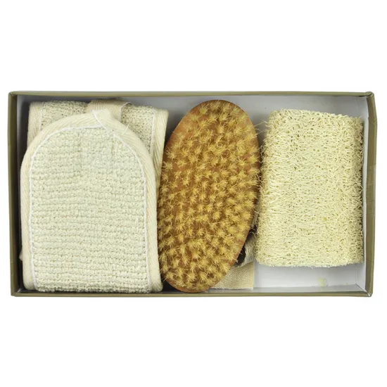 Natural Luffa Sponge Exfoliating Body Bath Belt Scrubber Bath Body Cleaning Tool Gift Set Kit Bath SPA Accessory Set 