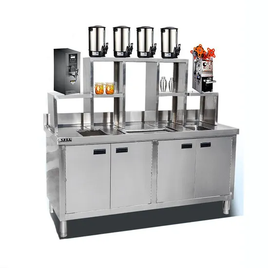 Commercial Kitchen Stainless Steel Bubble Tea Station Equipment Restaurant Bar Counter Drink Station Table 