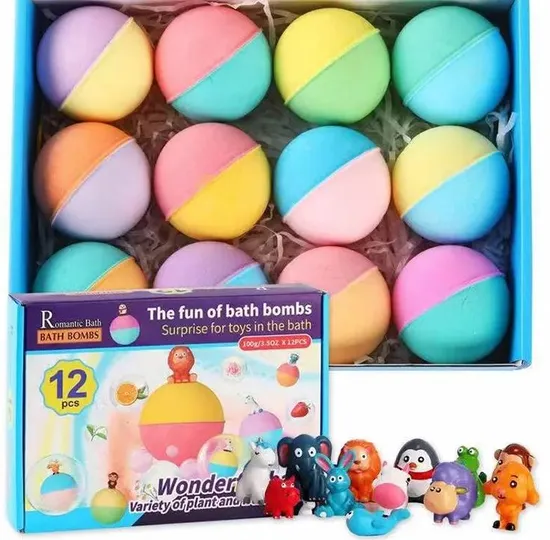 Online Wholesale and Retail 12PCS Kids Organic Small Surprise Bubble Bath Toy Love Bath Bomb 