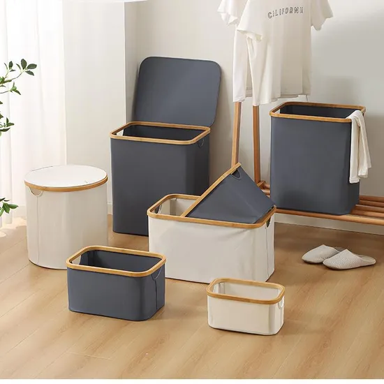 98L Bamboo Laundry Hamper with Lid Handle Water
