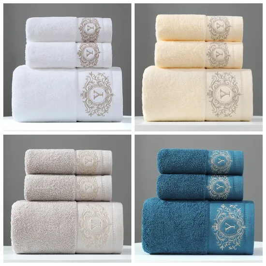 100% Cotton Luxury Hotel White Premium Plain Gift Bath Towel Set 
