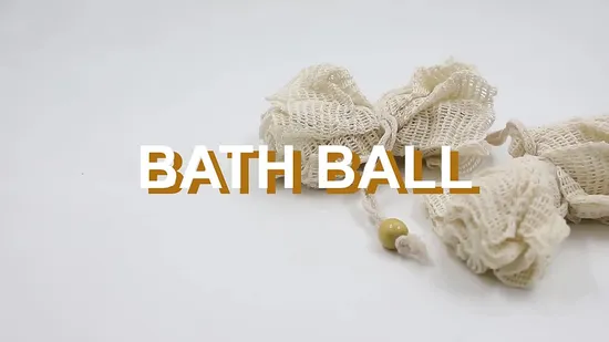 Bath Puff Sponge Fine Mesh Body Scrubber Cotton Shower Ball with Sling 