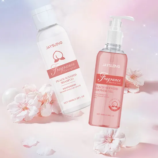 Travel Size Personal Care Cleaning Bath SPA Set Natural Body &Hair Care Fragrance Peach Shower Gel Shampoo Gift Set 