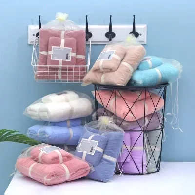 Coral Velvet Absorbent Towel Wholesale 2 Pieces Set Thickened Gift Bath Towel Set Wholesale Custom Logo Beach Bath Towel Sets 